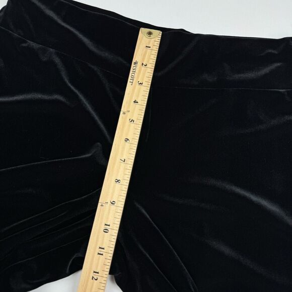 WHBM Velvet Wide Leg Women's Black Velour Pull On Stretch Mid Rise Pants Large - Picture 10 of 16